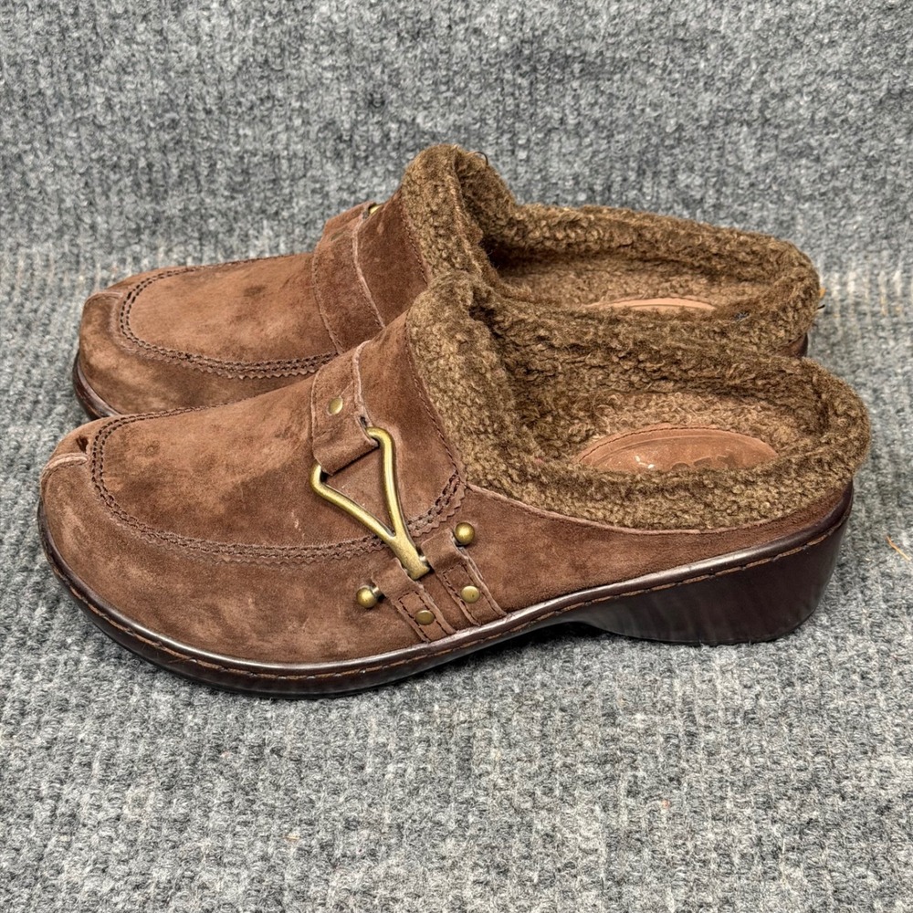 Klogs Suede Clogs Women 9M Brown Cozy Lined Fall Mules Comfort Cottagecore Boho - Picture 3 of 11
